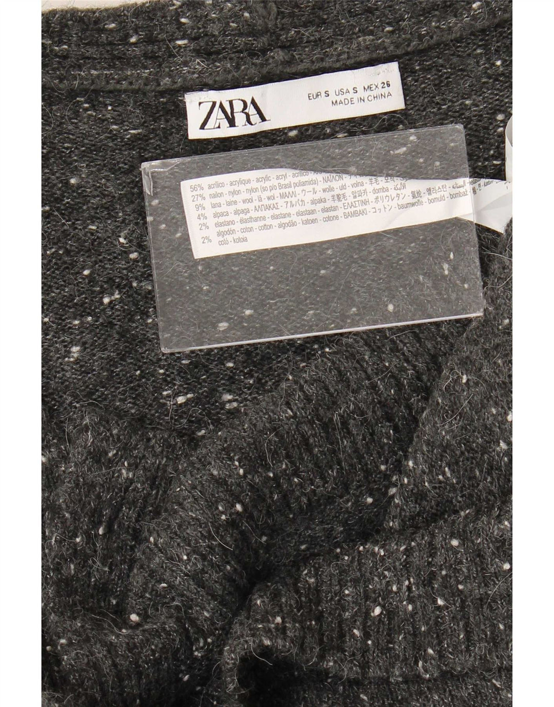 Zara Womens Longline Oversized Cardigan Sweater UK 10 Small Grey Flecked