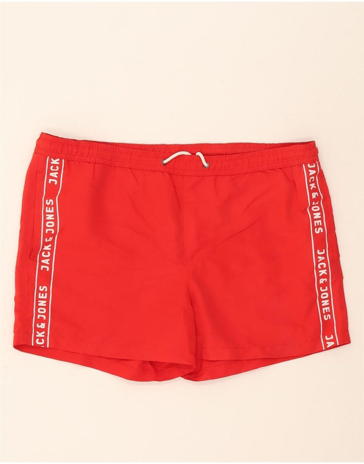 JACK & JONES Mens Graphic Swimming Shorts Large  Red Vintage Jack & Jones and Second-Hand Jack & Jones from Messina Hembry 
