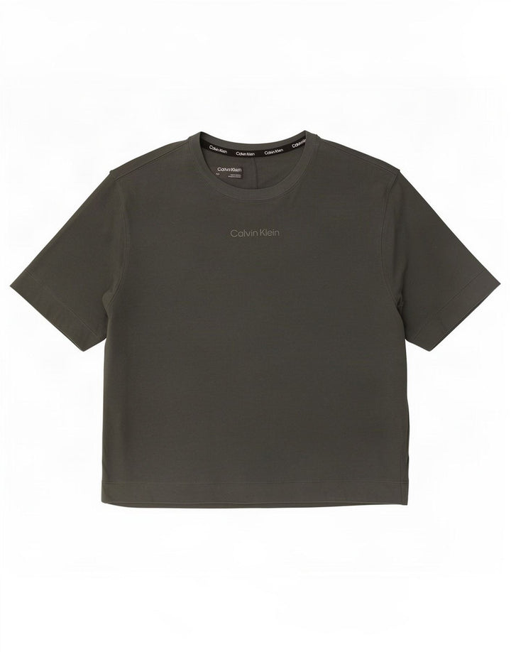 Calvin Klein Dame T-Shirt Top UK 14 Medium Grå Bomuld