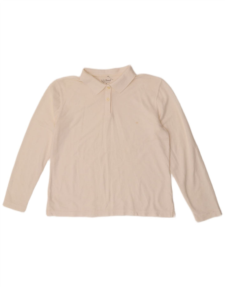 L.L.Bean Langærmet poloskjorte til kvinder UK 14 Medium White