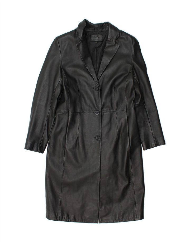 NUAGE Womens Leather Coat UK 12 Medium Black Leather Vintage Nuage and Second-Hand Nuage from Messina Hembry 