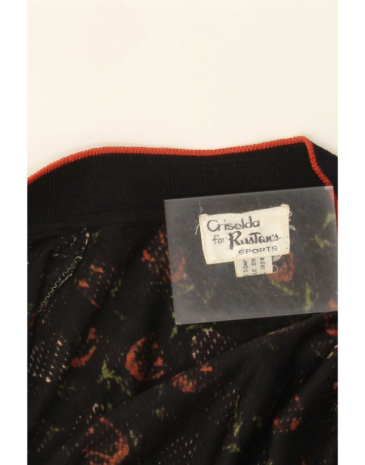 Vintage kvinders 2-delt sæt UK 14 Medium Black Floral