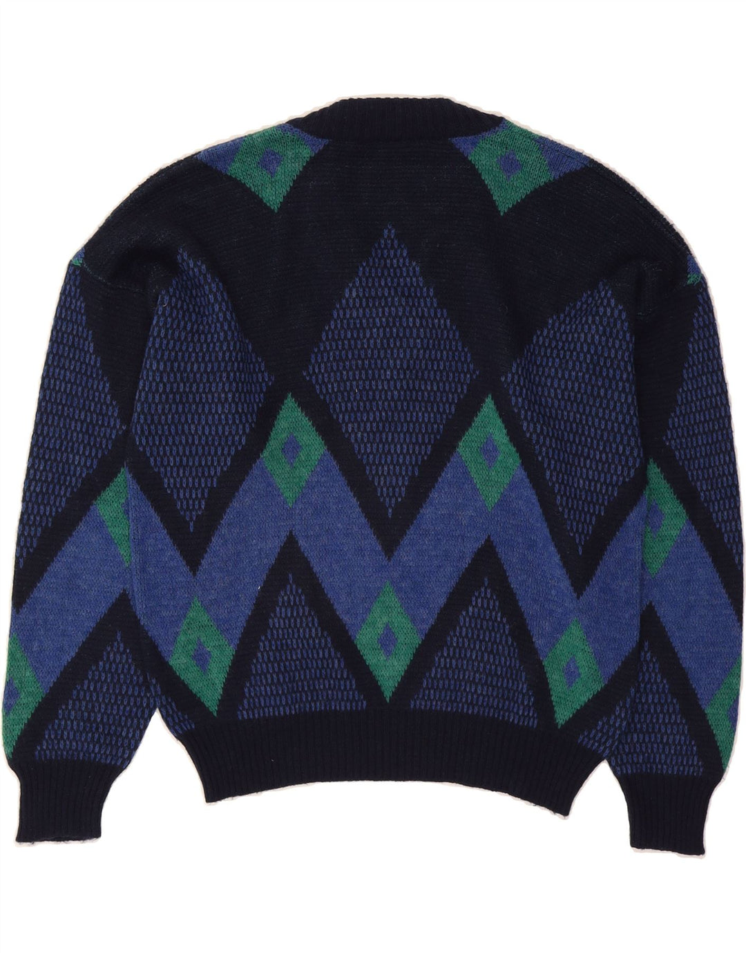 VINTAGE Mens V-Neck Jumper Sweater IT 50 Medium Navy Blue Chevron Vintage Vintage and Second-Hand Vintage from Messina Hembry 