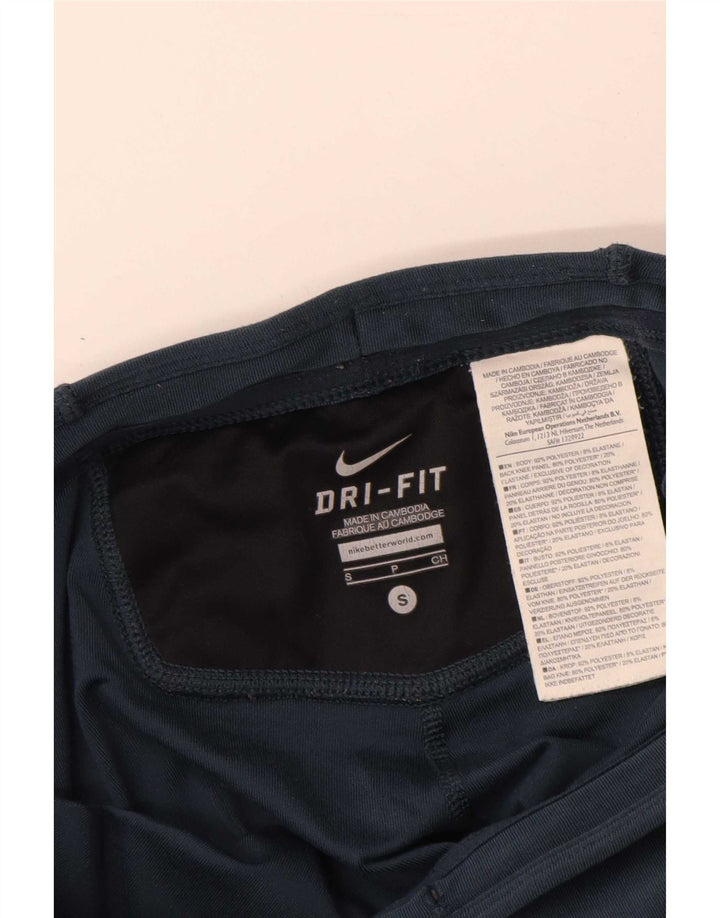 Nike Dame Dri Fit Leggings UK 8 Small Navy Blue Geometrisk Polyester