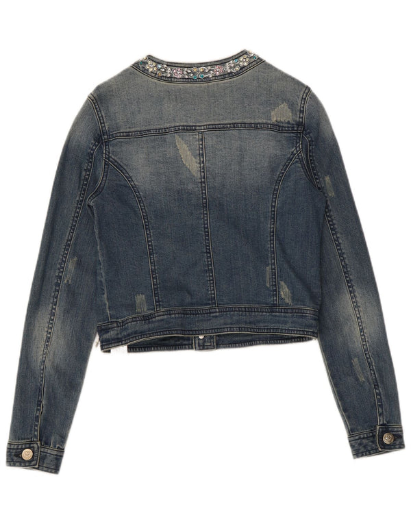 Simona Barbieri piger Twin-Set Crop denimjakke 13-14 år blå bomuld