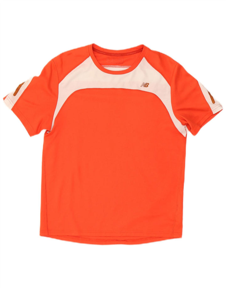 New Balance Herre T-Shirt Top Medium Orange Colourblock Polyester