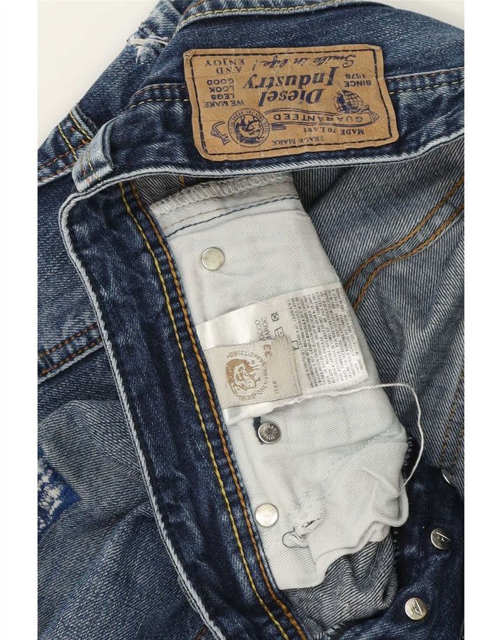Diesel Herre Distressed Straight Jeans W33 L34 Blå Bomuld