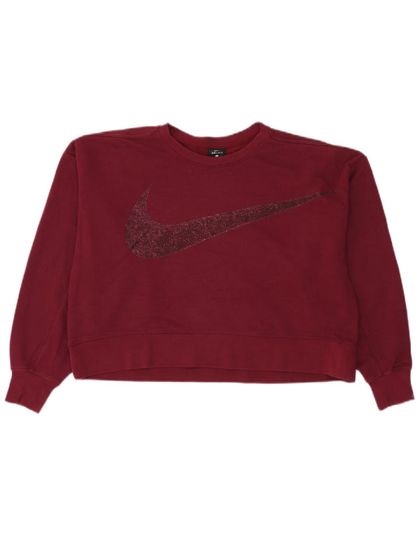 Nike Dame Grafisk Oversized Sweatshirt Jumper UK 10 Lille Bourgogne bomuld