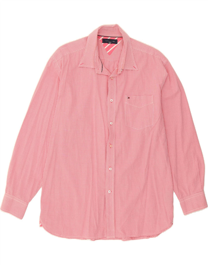 TOMMY HILFIGER Mens Shirt Large Pink Gingham Cotton Vintage Tommy Hilfiger and Second-Hand Tommy Hilfiger from Messina Hembry 