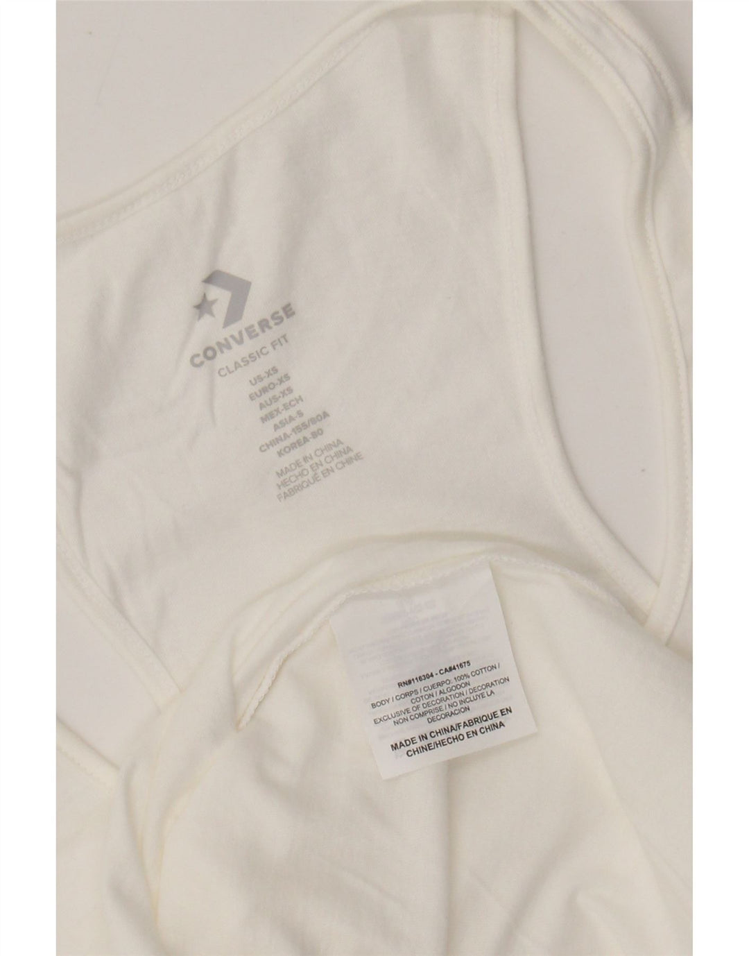 CONVERSE Dame Classic Fit Grafisk Vest Top UK 6 XS Hvid Bomuld