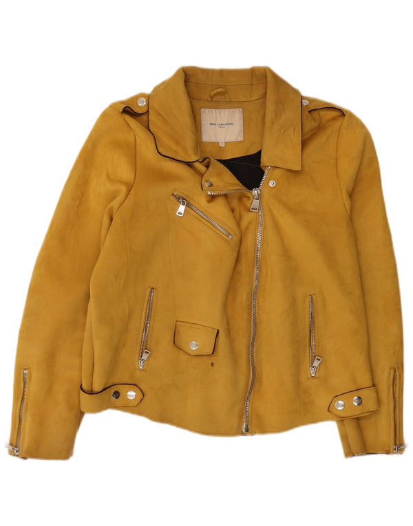 Only Carmakoma Womens Crop Biker Jacket IT 46 Large Yellow Polyester
