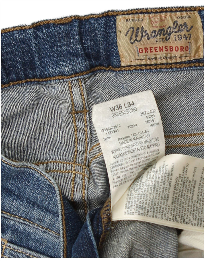WRANGLER Herre Greensboro Straight Jeans W36 L27 Blå Bomuld