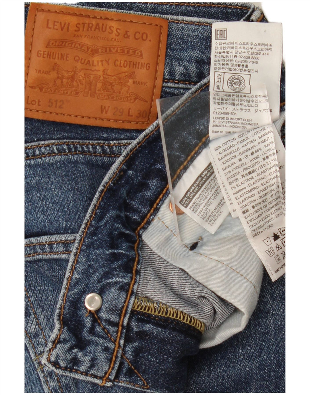 Levi's Dame 512 Slim Tapered Jeans W29 L30 Blå Bomuld