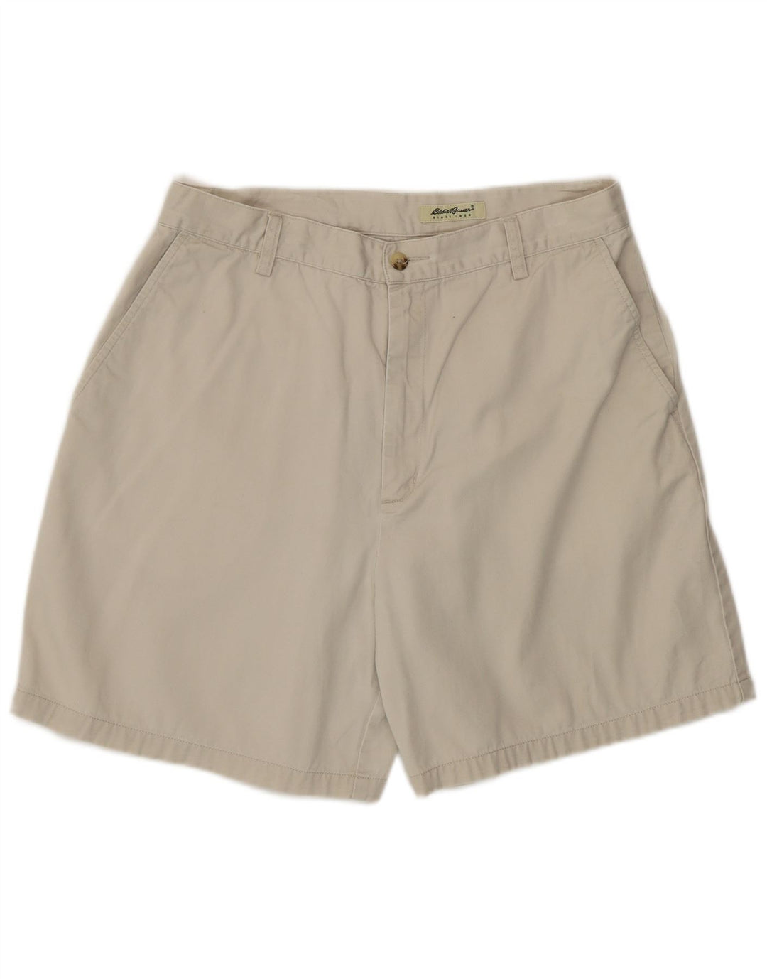 Eddie Bauer Kvinder High Rise Chino Shorts US 14 Large W32 Beige Bomuld