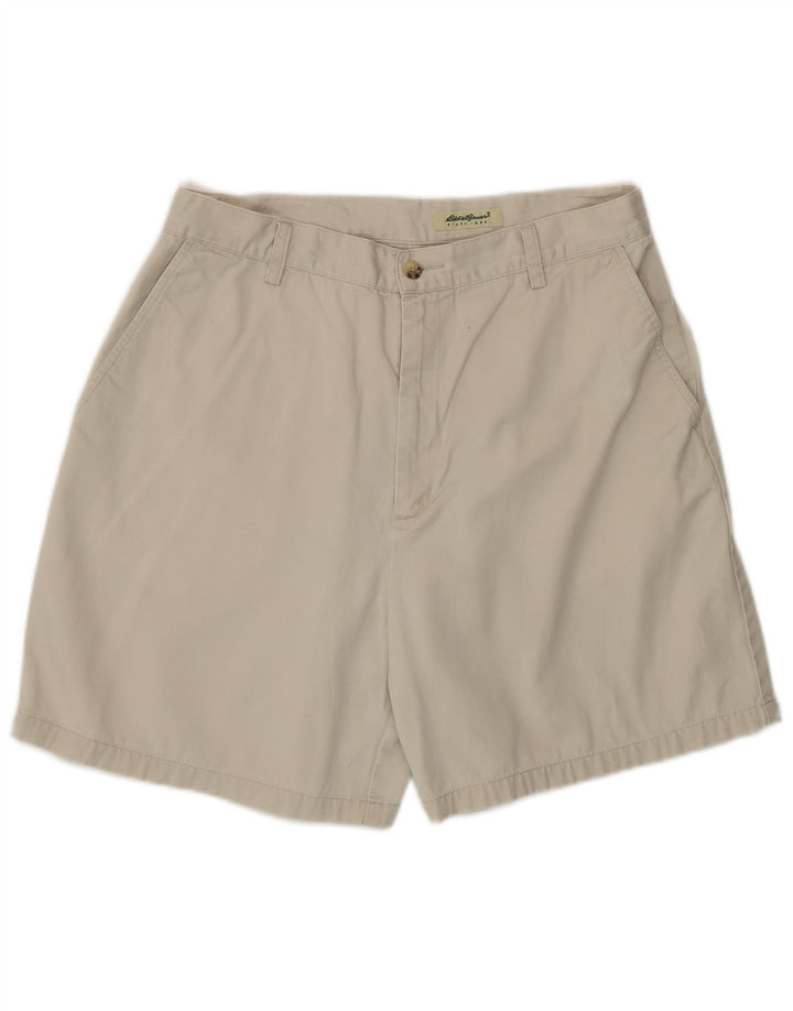 Eddie Bauer Kvinder High Rise Chino Shorts US 14 Large W32 Beige Bomuld