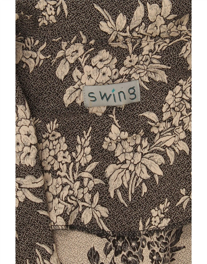 VINTAGE Dame 3-knaps blazerjakke UK 10 Small Black Floral