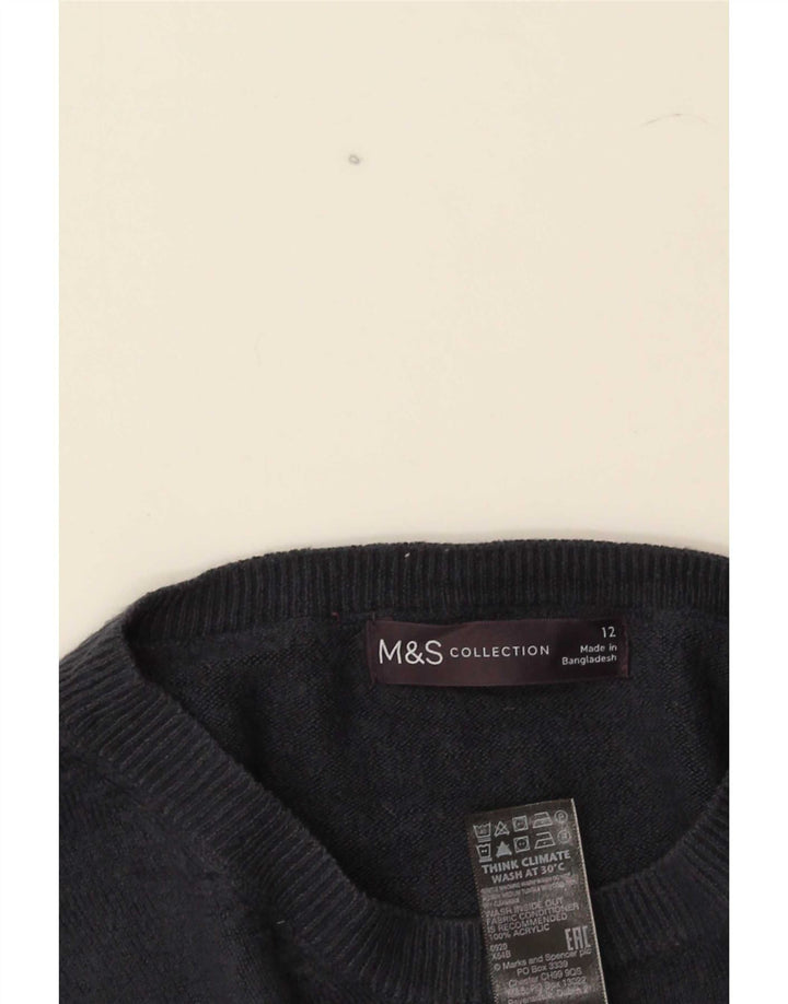 Marks & Spencer Dame Boat Neck Jumper Sweater UK 12 Medium Navy Blue