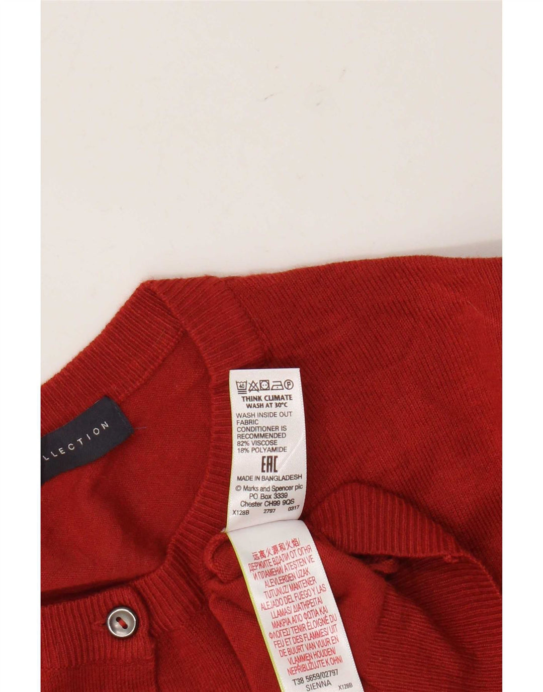 Marks & Spencer Dame Cardigan Sweater UK 14 Large Red Viscose