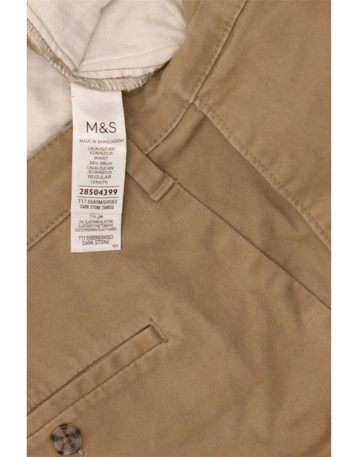 Marks & Spencer Herre Chino Shorts W34 Large Beige Bomuld