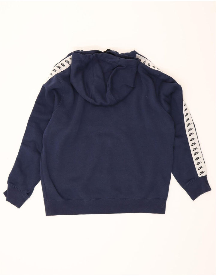 NIKE Mens Graphic Hoodie Jumper Large Navy Blue Cotton
