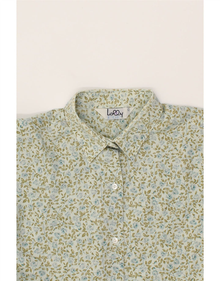 VINTAGE Womens Shirt UK 16 Large Green Floral Polyester Vintage Vintage and Second-Hand Vintage from Messina Hembry 