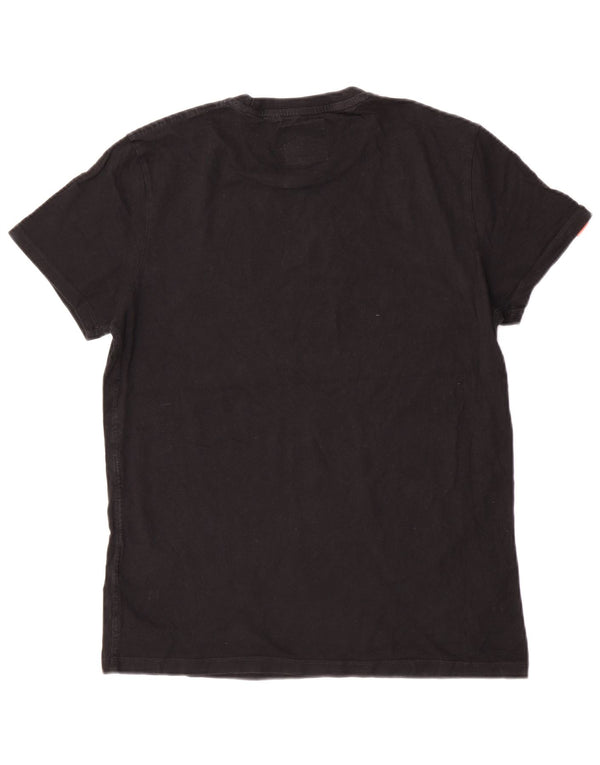 Superdry kortærmet T-shirt top til kvinder UK 18 XL sort bomuld