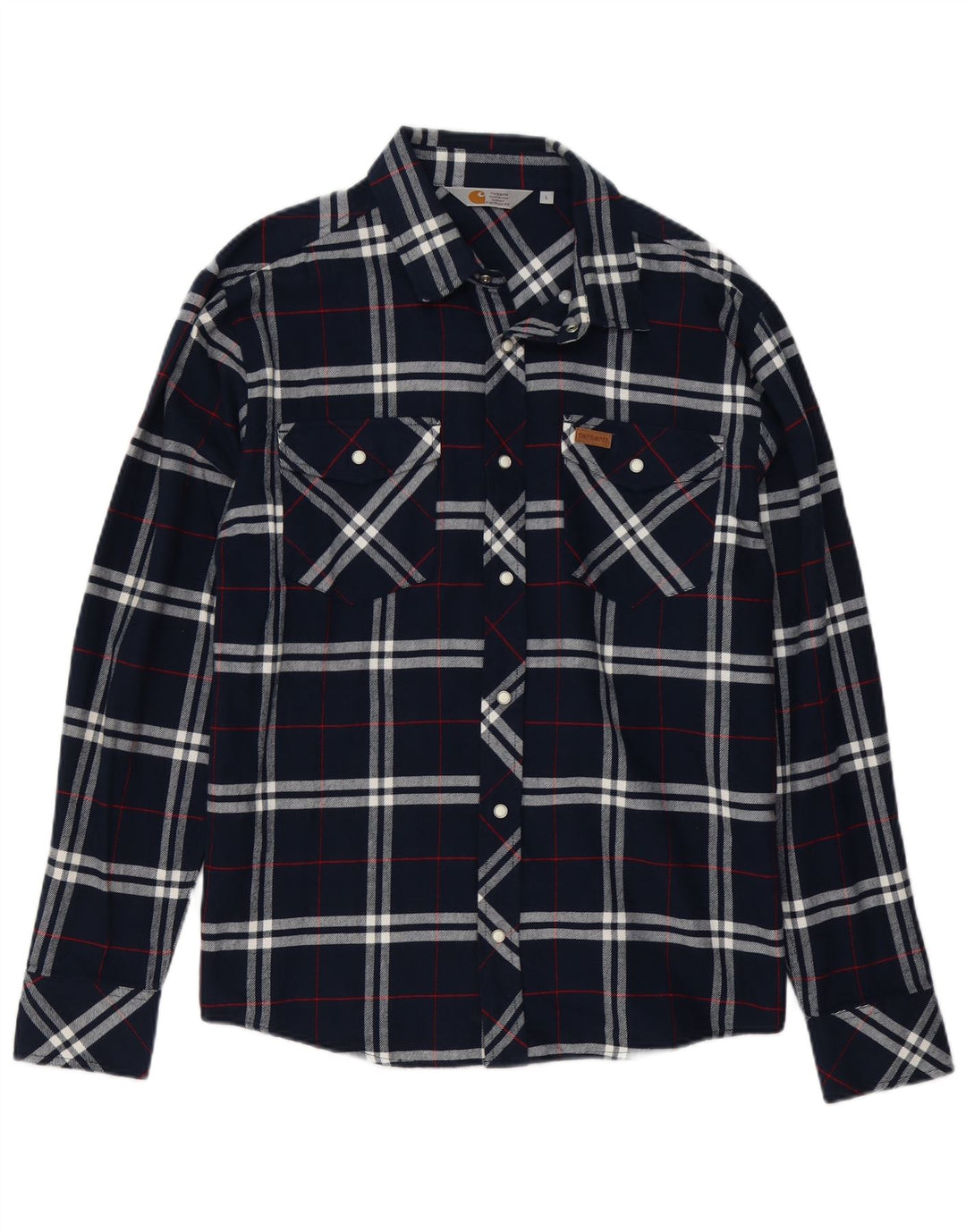 Carhartt Herre flannelskjorte Stor marineblå ternet bomuld
