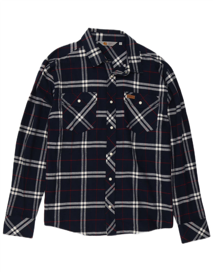 Carhartt Herre flannelskjorte Stor marineblå ternet bomuld