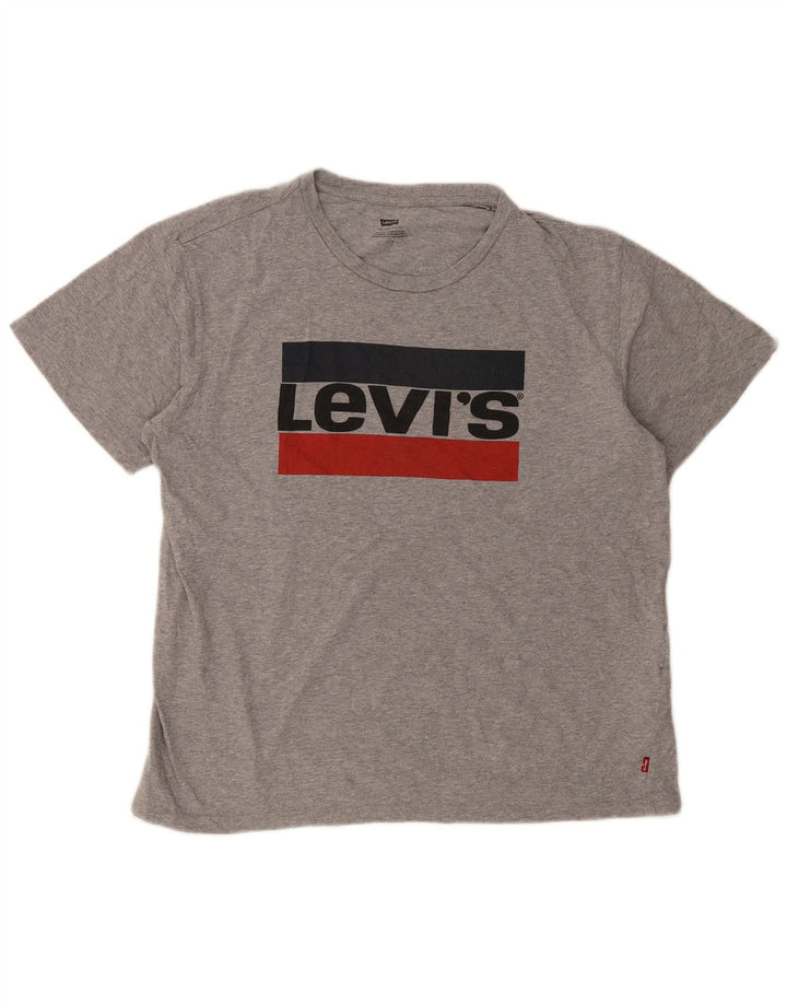 Levi's Herre grafisk T-shirt Top Stor grå flækket bomuld