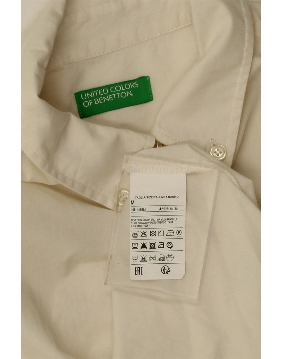 Benetton Womens Oversized Crop Shirt UK 14 Medium Beige Bomuld