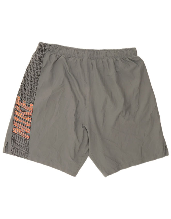 Nike Herre Dri Fit grafiske sportsshorts 2XL Gråstribet polyester
