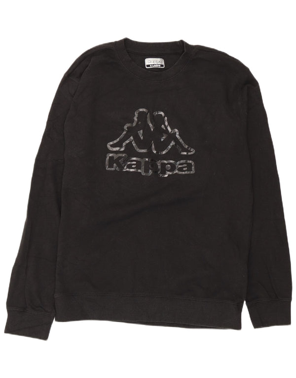 Kappa Herre Grafisk Sweatshirt Jumper XL Sort Bomuld