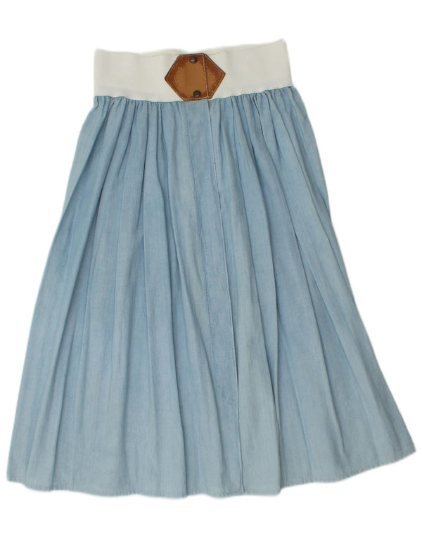 Vintage kvinders højtaljede A-linje nederdel IT 44 Medium W28 Blue Colourblock