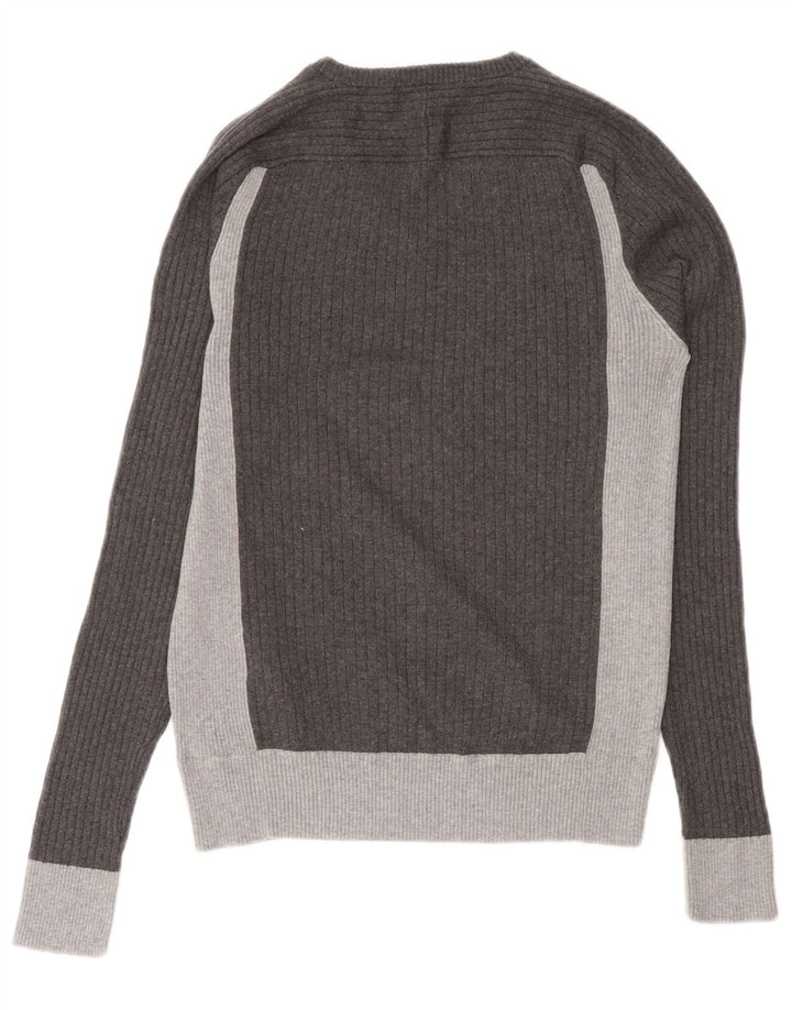 Gas Herre V-hals sweater Medium Grå Colourblock Bomuld