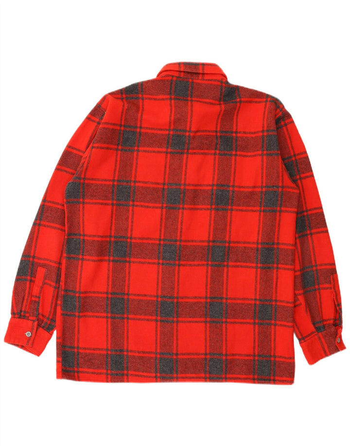 Vintage herre flannel skjorte str. 44 XL Rød plaid uld