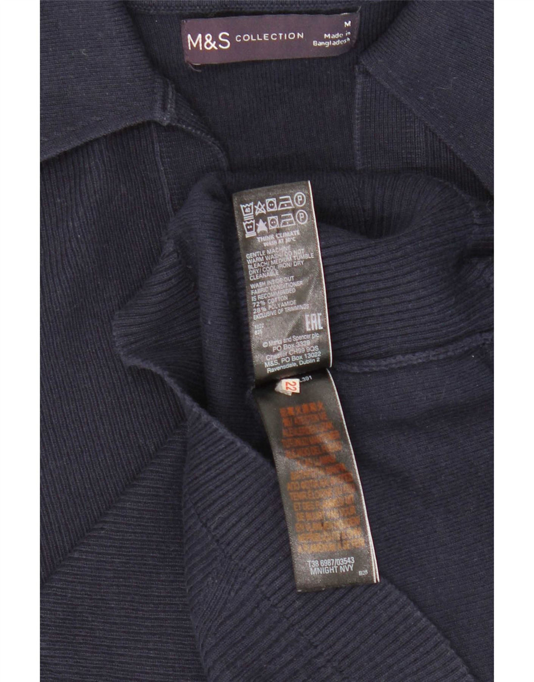 Marks & Spencer Dame Polo Shirt UK 12 Medium Navy Blue Bomuld