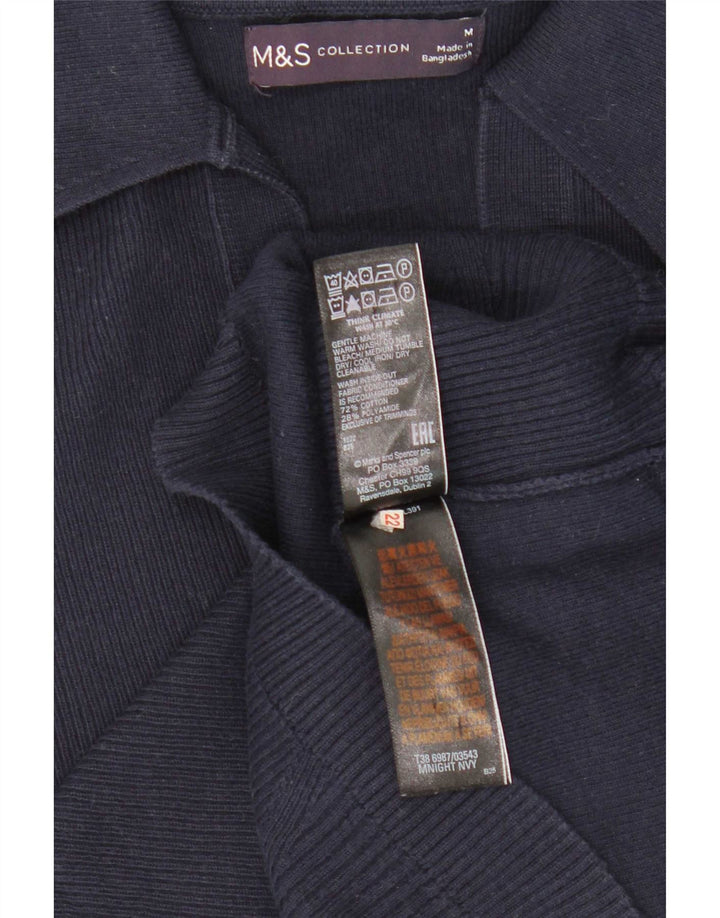 Marks & Spencer Dame Polo Shirt UK 12 Medium Navy Blue Bomuld