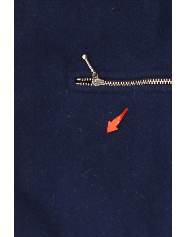 SCHMEINCK Dame Overfrakke UK 16 Large Navy Blue Check Wool