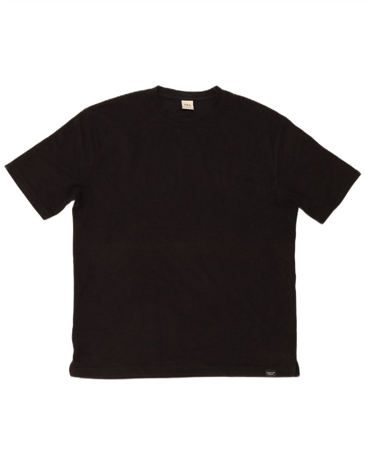 Zara Herre T-Shirt Top XL Sort Bomuld