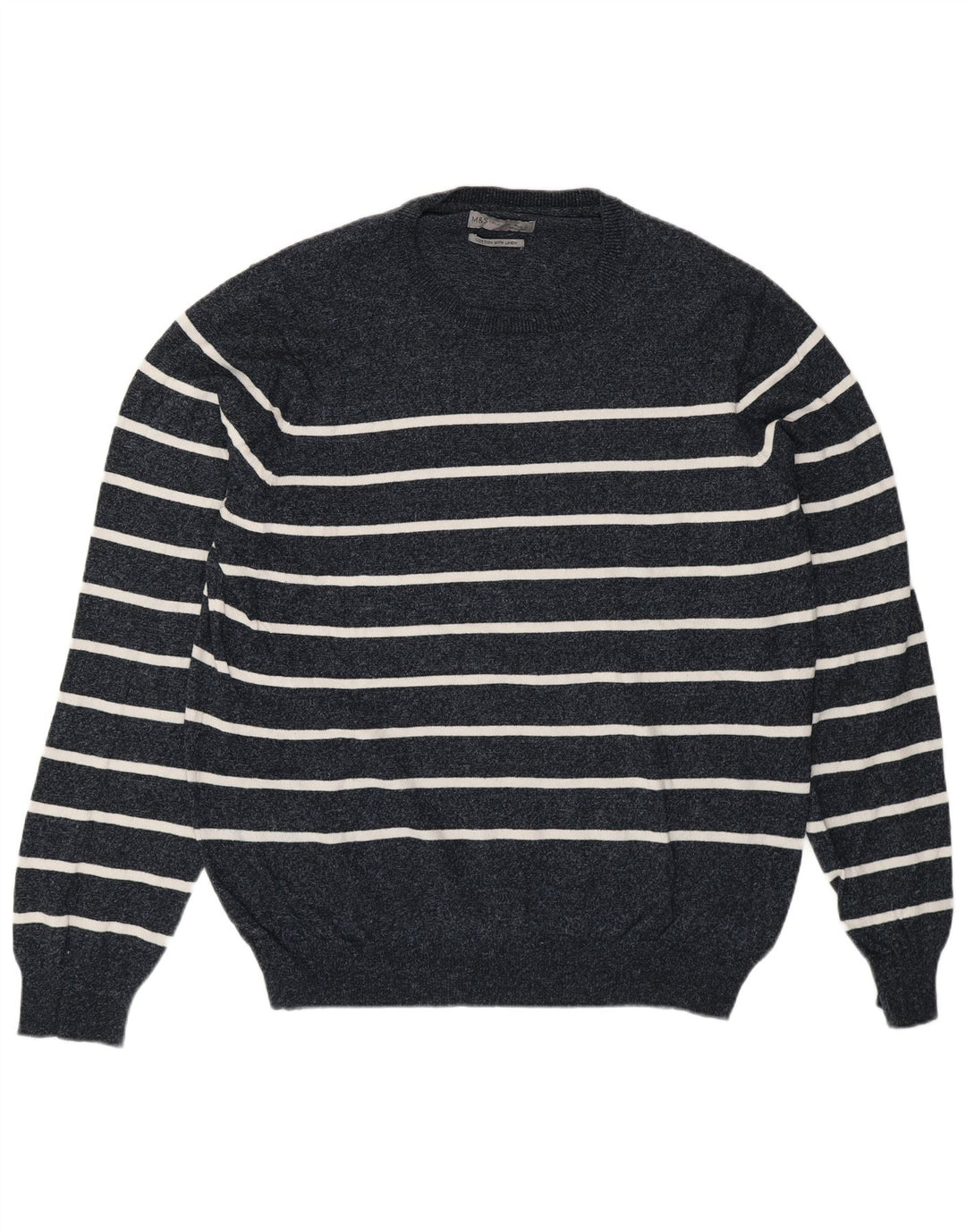 Marks & Spencer Herre sweater med rund hals, stor marineblå stribet