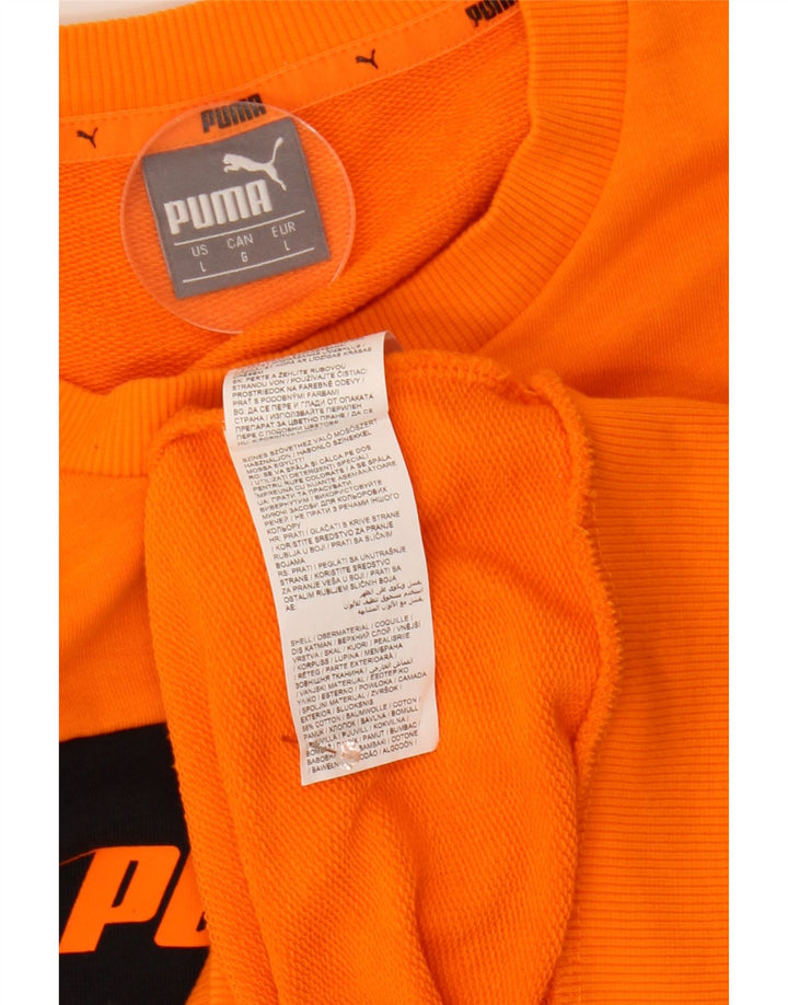 Puma Herre Grafisk Sweatshirt Jumper Large Orange Colourblock Bomuld
