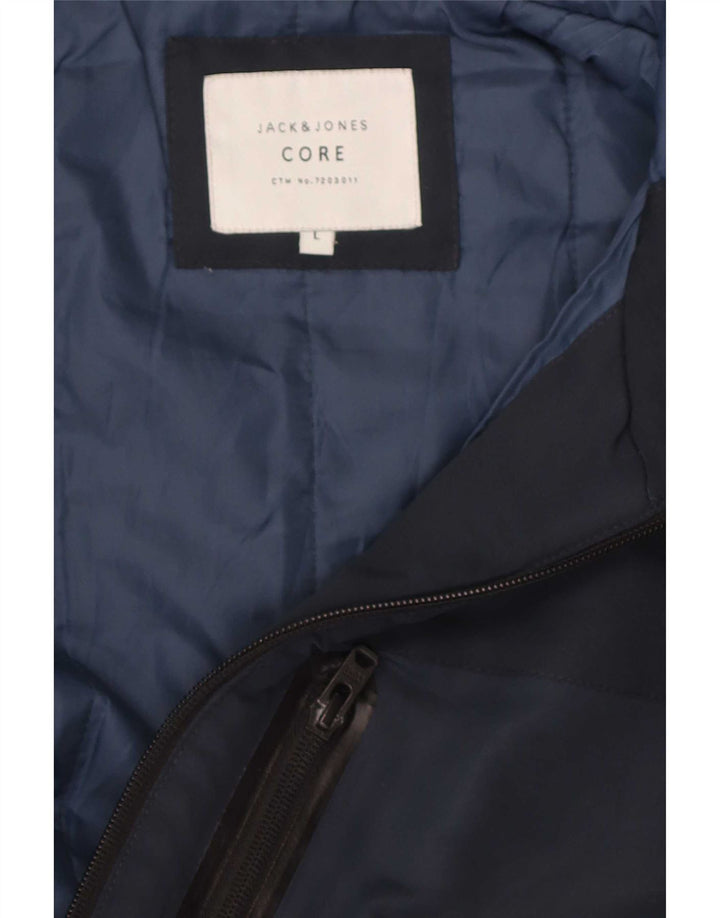 Jack & Jones Herre hættepolstret jakke UK 40 Large Navy Blue Modern