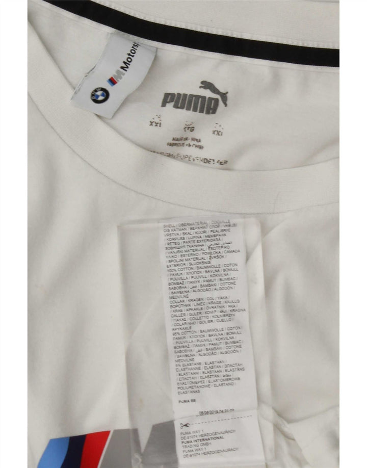 Puma Herre Grafisk T-Shirt Top 2XL Hvid Bomuld
