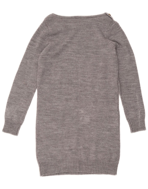 Oasis Womens Jumper Dress UK 10 Small Grey Flecked Wool