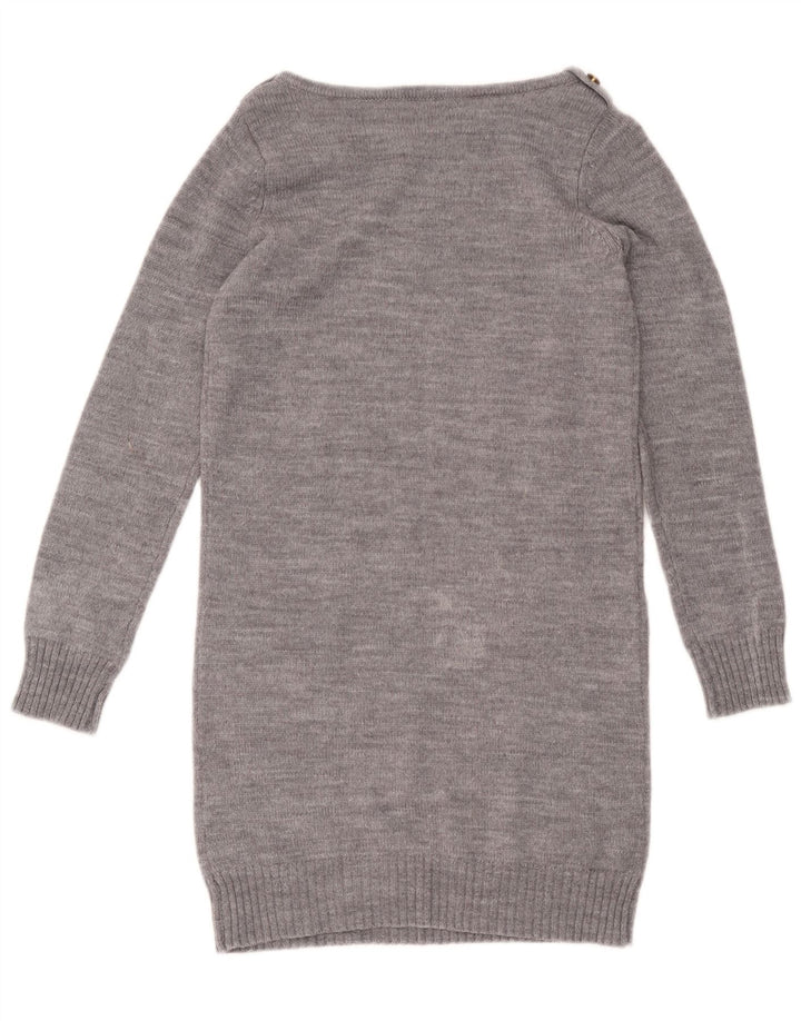 Oasis Dame Jumper Dress UK 10 Small Grey Flecked Wool
