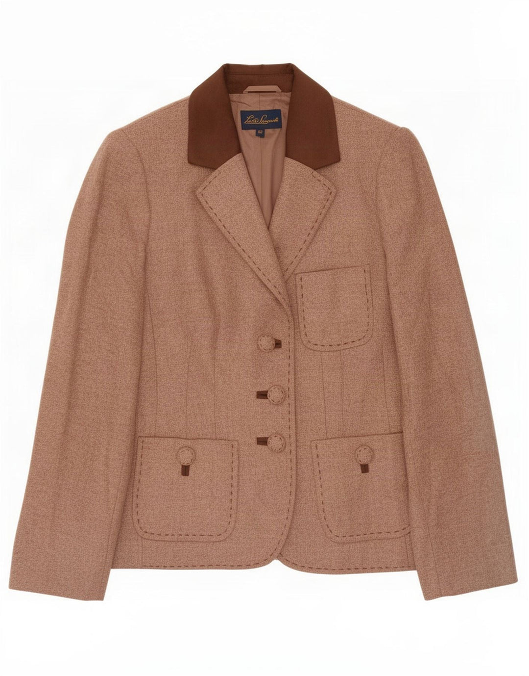 Luisa Spagnoli Dame 3-knaps blazerjakke IT 42 Medium Brun Uld