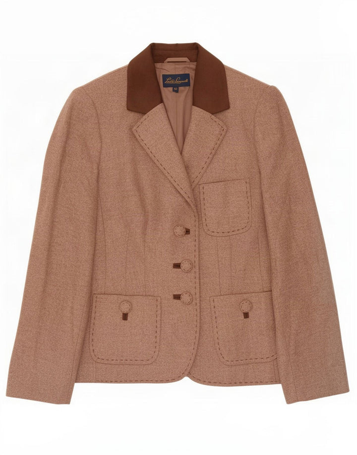 Luisa Spagnoli Dame 3-knaps blazerjakke IT 42 Medium Brun Uld