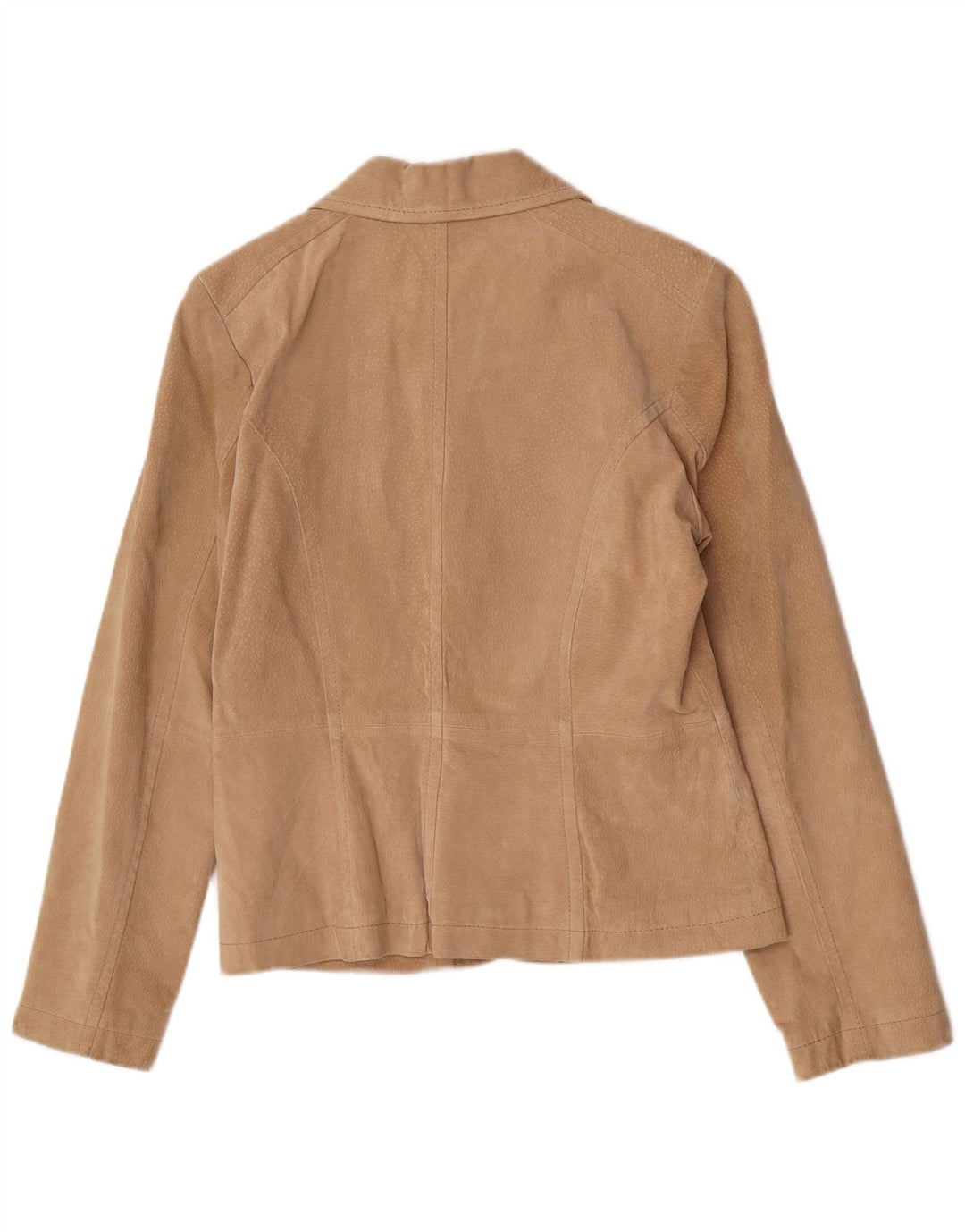 Vivien Caron Dame 2-knaps ruskindsblazerjakke EU 36 lille beige læder