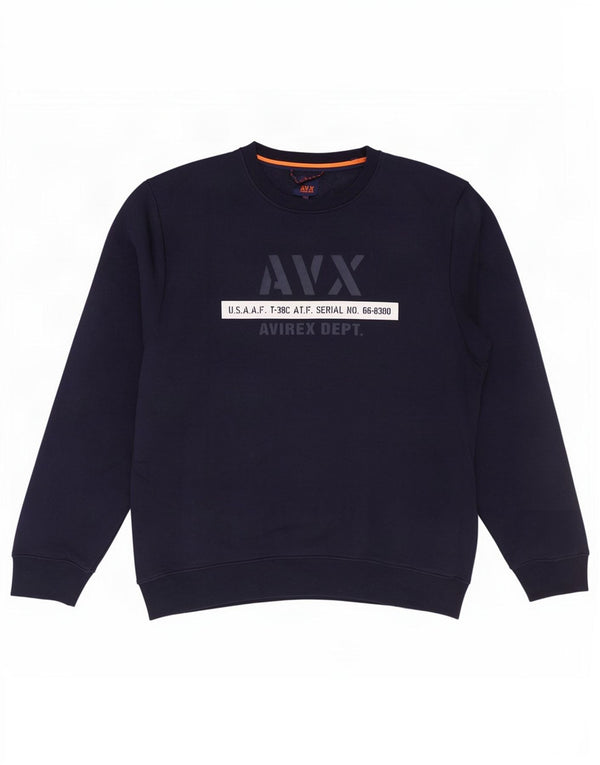 Avirex Herre Grafisk Sweatshirt Jumper 2XL Navy Blue Polyester