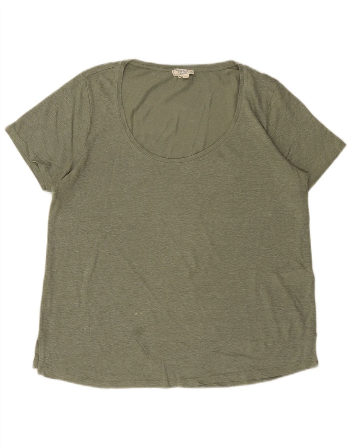 FAT FACE Womens Oversized T-Shirt Top UK 10 Small  Khaki Linen